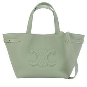 Celine Mini Cabas Anais handbag in light clay and khaki leather. Triomphe sho...